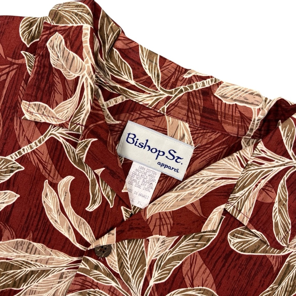 Bishop St Aloha Hawaiian Shirt Mens XL Red Tropcial‎ Short Sleeved Vintage EUC.